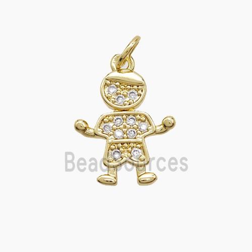 Copper Kids Boy Pendant Pave Zirconia 18K Gold Plated