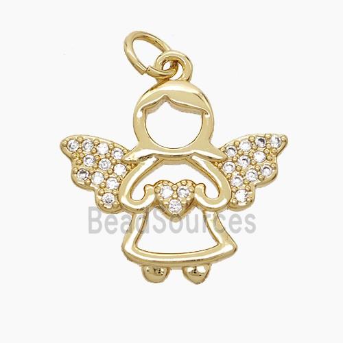 Copper Kids Girls Pendant Pave Zirconia Angel Wings 18K Gold Plated