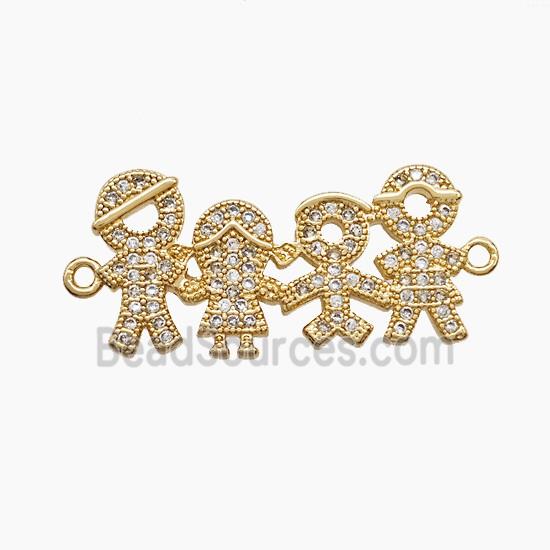 Copper Kids Family Pendant Pave Zirconia 18K Gold Plated