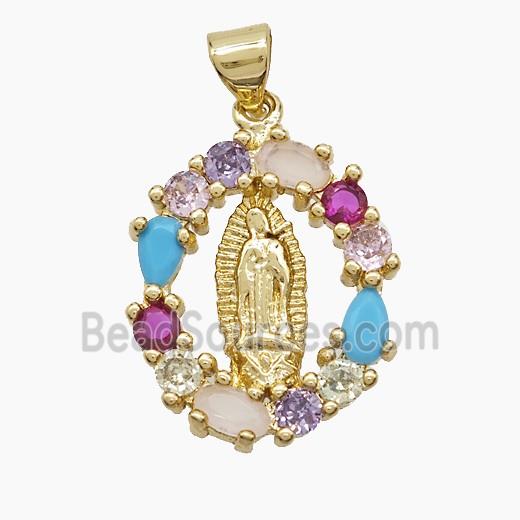 Copper Jesus Pendant Pave Zirconia 18K Gold Plated