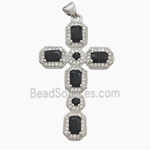 Copper Cross Pendant Pave Zirconia Crystal Glass Platinum Plated