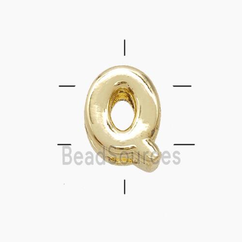 Copper Letter-Q Beads 2holes Gold Plated