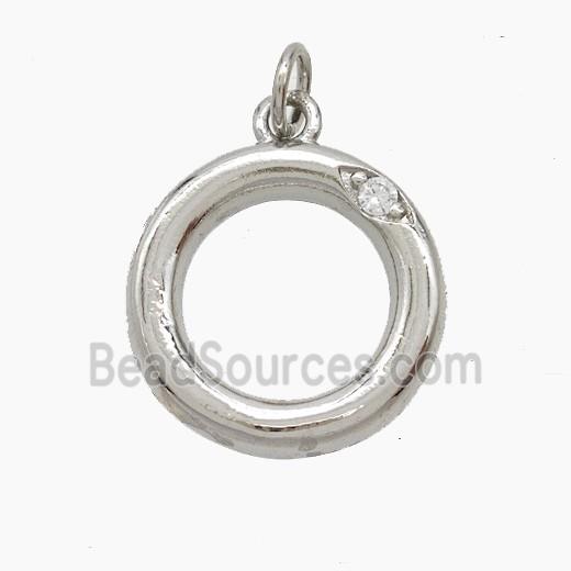 Copper Letter-O Pendant Pave Zirconia Platinum Plated