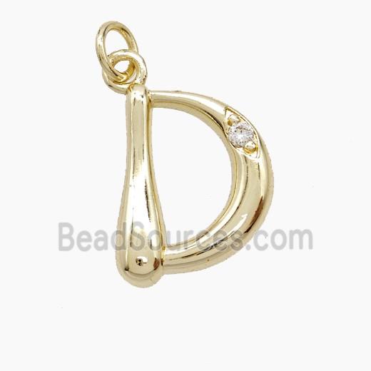 Copper Letter-D Pendant Pave Zirconia Gold Plated
