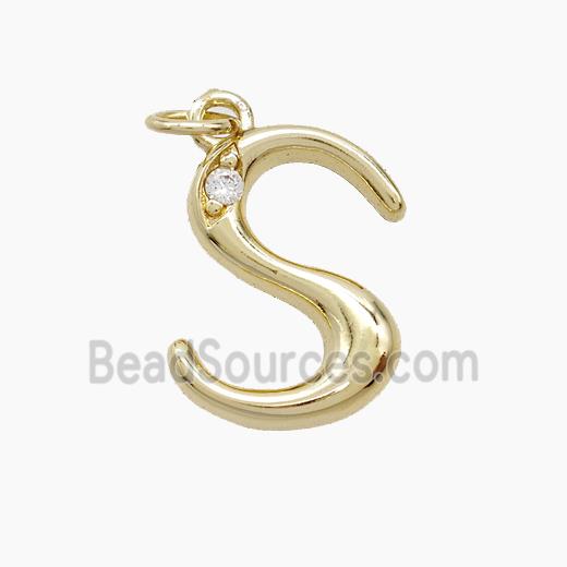 Copper Letter-S Pendant Pave Zirconia Gold Plated
