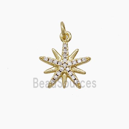Copper Star Pendant Pave Zirconia Gold Plated