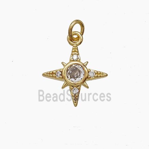 Copper Star Pendant Pave Zirconia Gold Plated