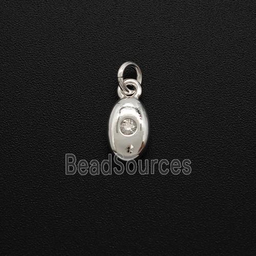 Copper Eye Pendant Pave Zirconia Shiny Silver