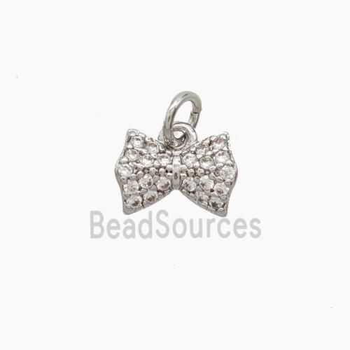 Copper Bowknot Pendant Pave Zirconia Platinum Plated