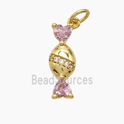 Copper Sweet Candy Pendant Pave Zirconia Gold Plated