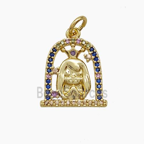 Copper Princess Girls Pendant Pave Zirconia Gold Plated