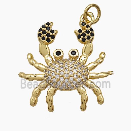 Copper Crab Pendant Pave Zirconia 18K Gold Plated