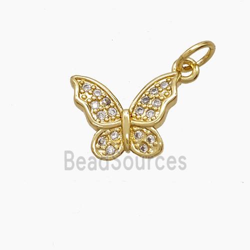 Copper Butterfly Pendant Pave Zirconia 18K Gold Plated