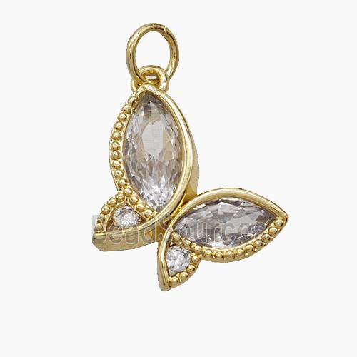 Copper Butterfly Pendant Pave Zirconia 18K Gold Plated