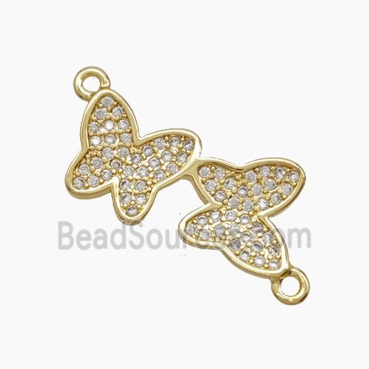 Copper Butterfly Connector Pave Zirconia 18K Gold Plated