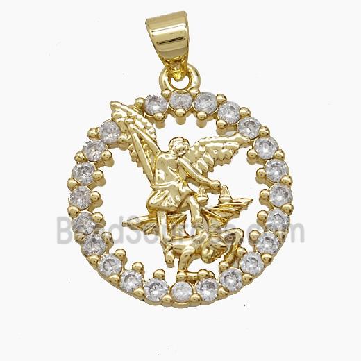 Copper Fairy Pendant Pave Zirconia 18K Gold Plated