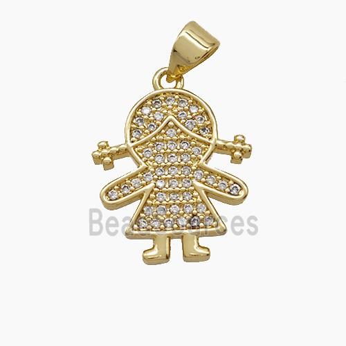 Copper Kids Girls Pendant Pave Zirconia 18K Gold Plated