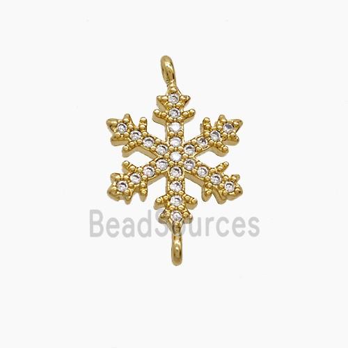 Copper Snowflake Connector Pave Zirconia 18K Gold Plated