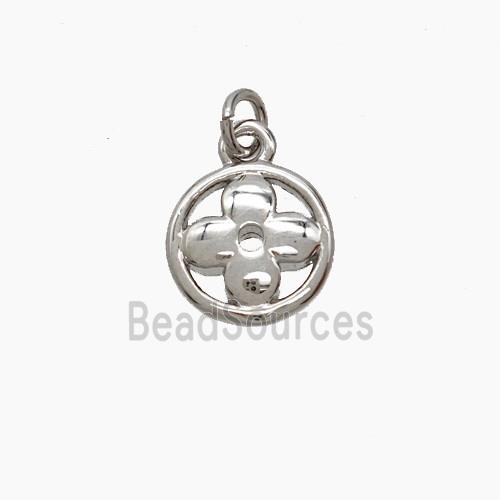 Copper Flower Pendant Platinum Plated