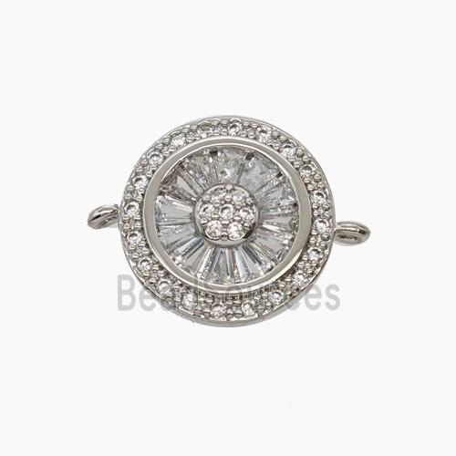 Copper Sunflower Connector Micropave Zirconia Platinum Plated