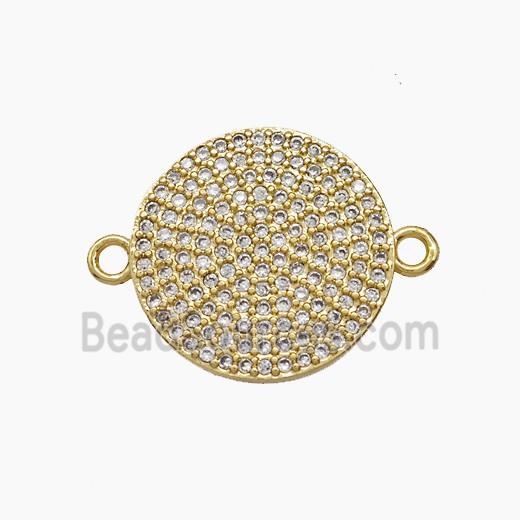 Copper Coin Connector Micropave Zirconia 18K Gold Plated