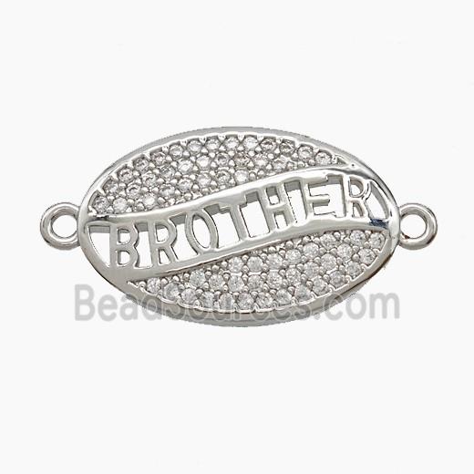 Copper BROTHER Connector Pave Zirconia Leaf Platinum Plated