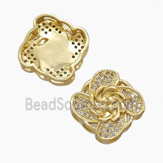 Copper Pendant Pave Zircon, Gold Plated