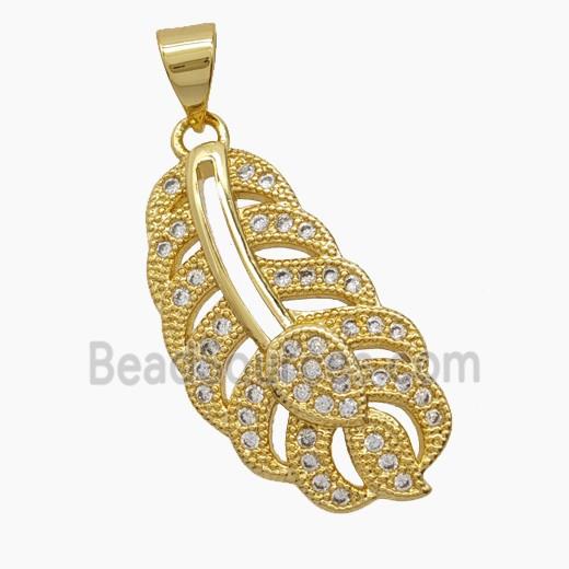 Copper Pendant Pave Zircon, Gold Plated