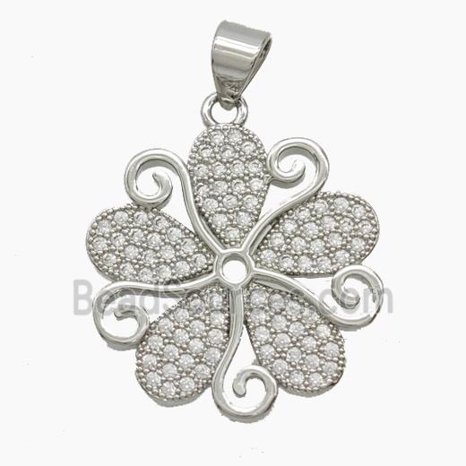 Copper Pendant Pave Zircon, Gold Plated