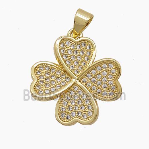 Copper Pendant Pave Zircon, Gold Plated