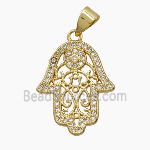 Copper Pendant Pave Zircon, Gold Plated