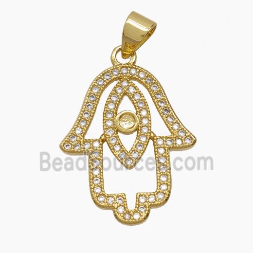 Copper Pendant Pave Zircon, Gold Plated