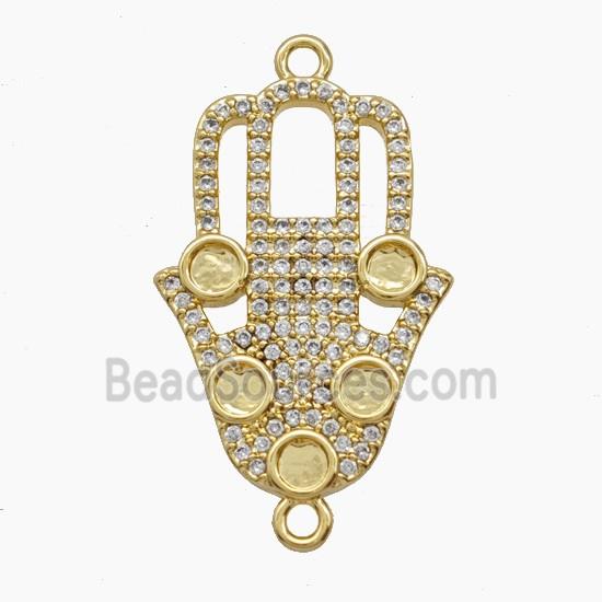 Copper Pendant Pave Zircon, Gold Plated