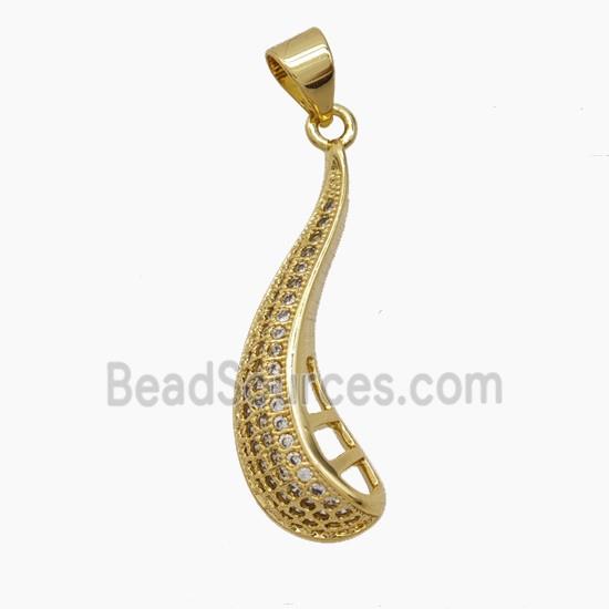 Copper Pendant Pave Zircon, Gold Plated