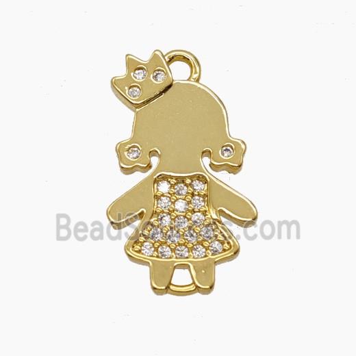 Copper Pendant Pave Zircon, Gold Plated