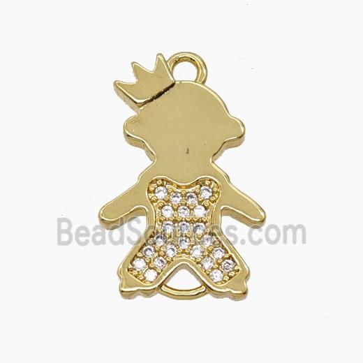 Copper Pendant Pave Zircon, Gold Plated