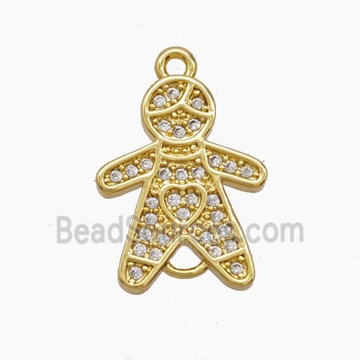 Copper Pendant Pave Zircon, Gold Plated
