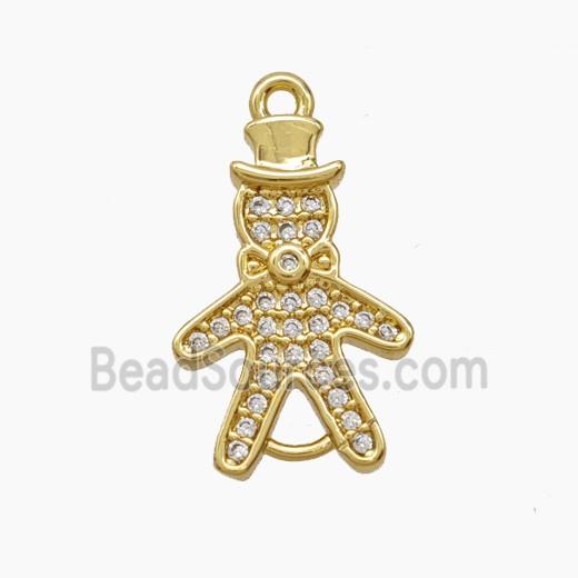 Copper Pendant Pave Zircon, Gold Plated