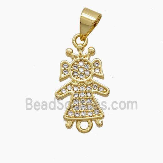 Copper Pendant Pave Zircon, Gold Plated