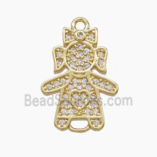 Copper Pendant Pave Zircon, Gold Plated
