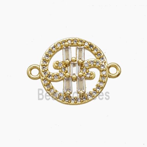 Copper Pendant Pave Zircon, Gold Plated