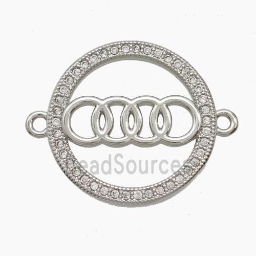 Copper Pendant Pave Zircon, Gold Plated