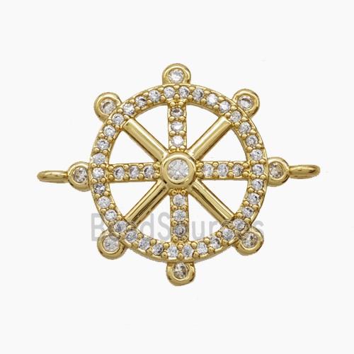 Copper Pendant Pave Zircon, Gold Plated