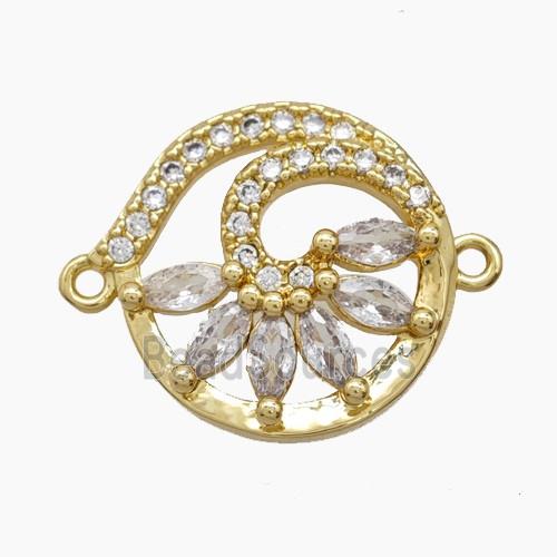 Copper Pendant Pave Zircon, Gold Plated
