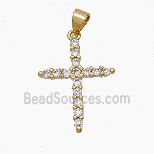 Copper Cross Pendant Pave Zirconia 18K Gold Plated