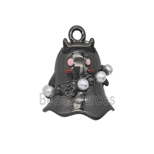Halloween Ghost Charms Copper Pendant Pave Resin Black Plated