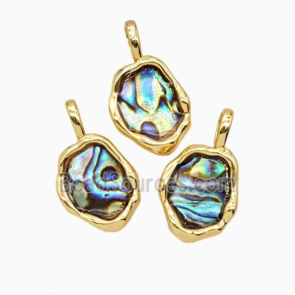 Copper Slice Pendant Pave Abalone Shell 18K Gold Plated