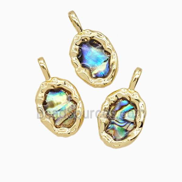 Copper Slice Pendant Pave Abalone Shell 18K Gold Plated