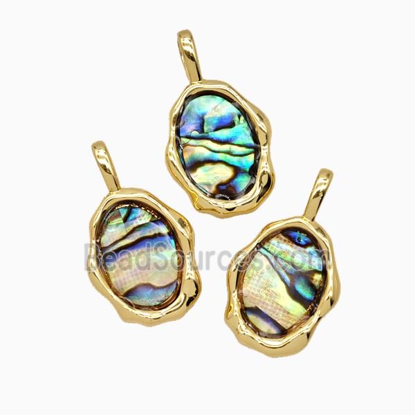 Copper Slice Pendant Pave Abalone Shell 18K Gold Plated