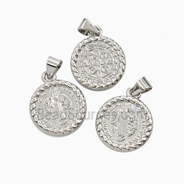 Copper Saint Jude Pendant Platinum Plated